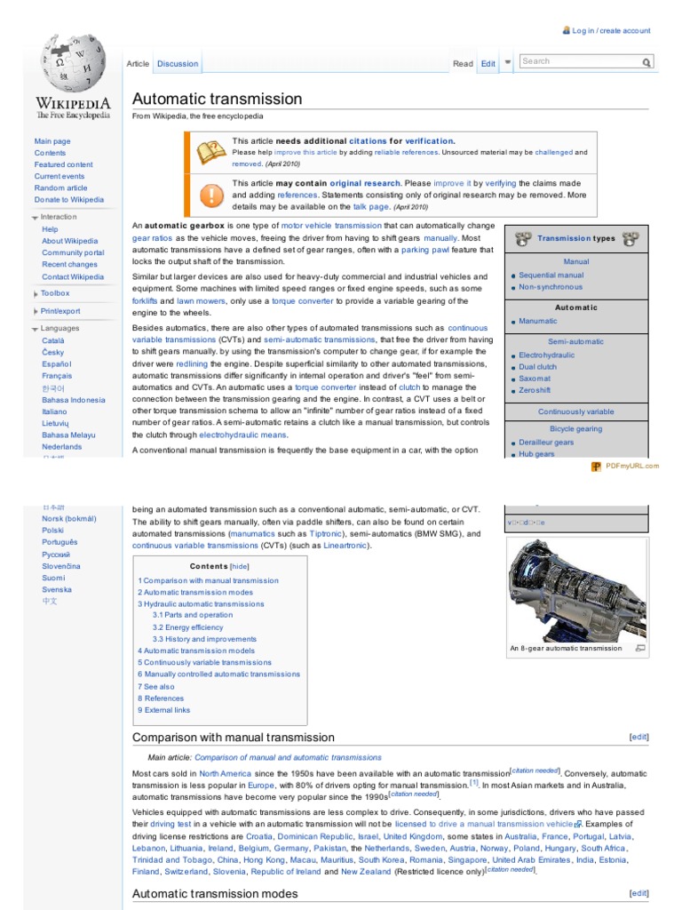 Wiki-Automatic Transmission | PDF | Automatic Transmission | Manual ...