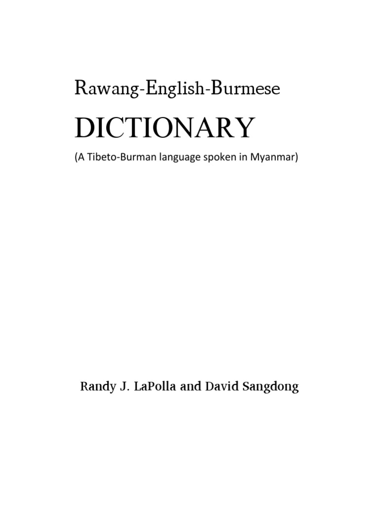 Rawang EnglishBurmese Dictionary PDF PDF Tone (Linguistics) Consonant