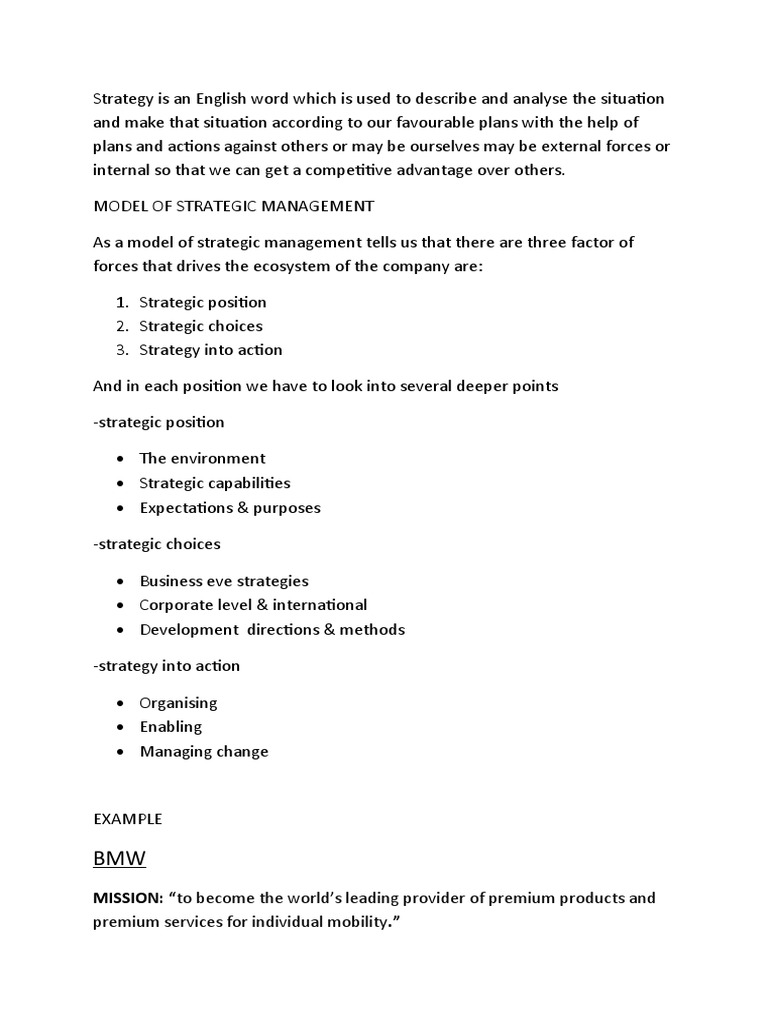 Strategic Management Model Explained | PDF | Career & Growth | Business