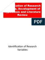 Identification of Research Variable, Development of Hypothesis