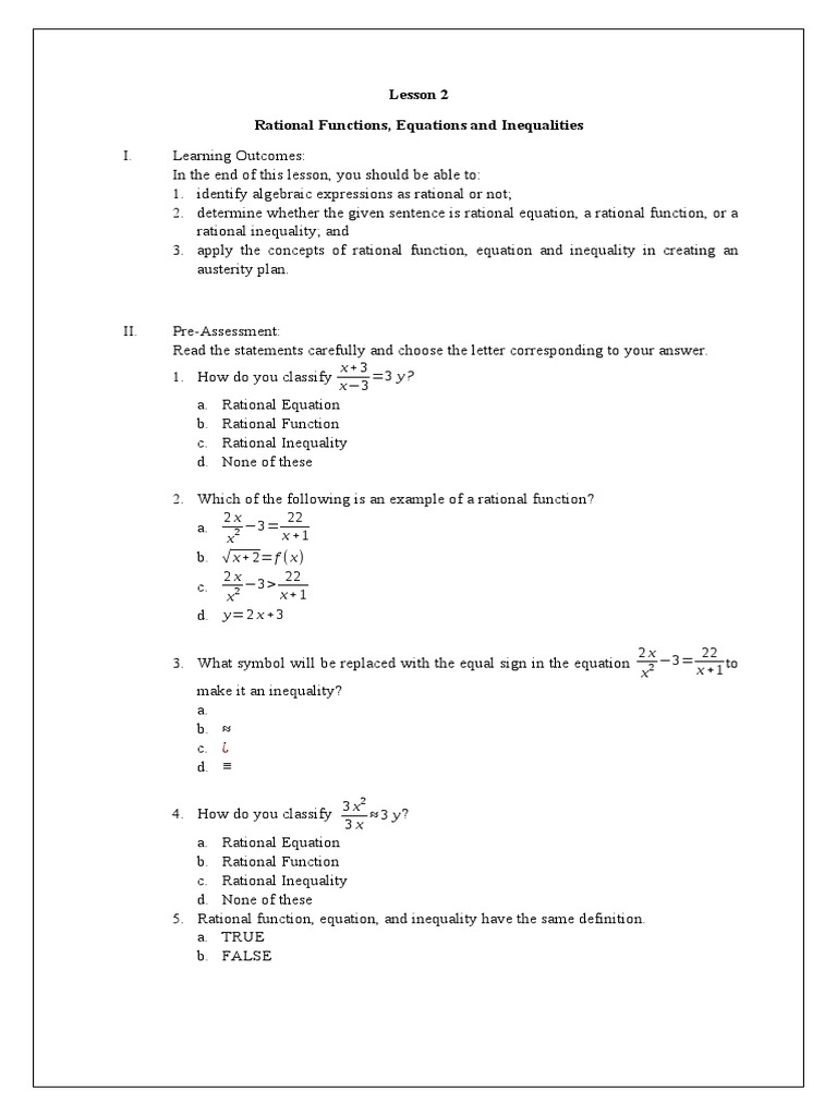 Module 2 Lesson 2 Docx Equations Inequality Mathematics