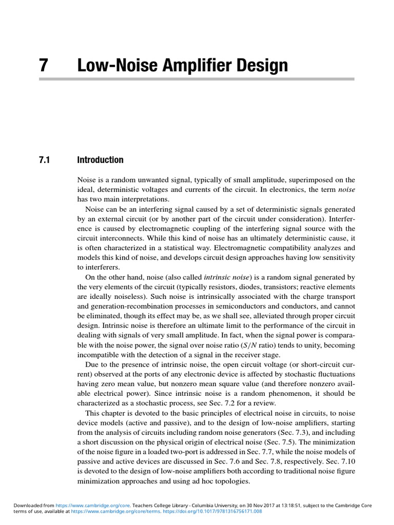 LowNoise Amplifier Design PDF Field Effect Transistor Amplifier