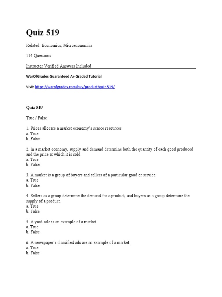 Quiz 519 PDF Supply (Economics) Supply And Demand
