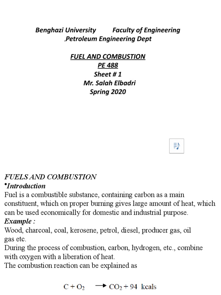 FUEL AND COMBUSTION المحاضر 1 + 2 | PDF | Fuels | Combustion