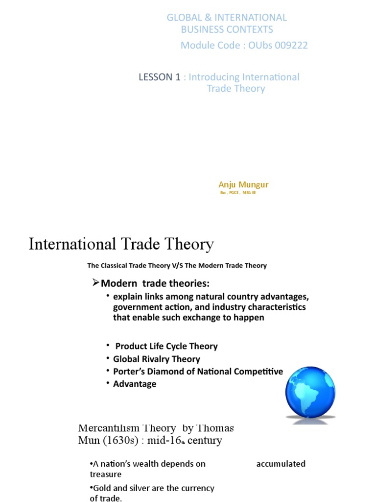 LESSON 1 - International Trade Theory P2 | PDF | Comparative Advantage ...
