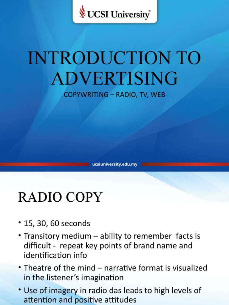 Radio and TV Copywriting Essentials | PDF | Advertising | Brand