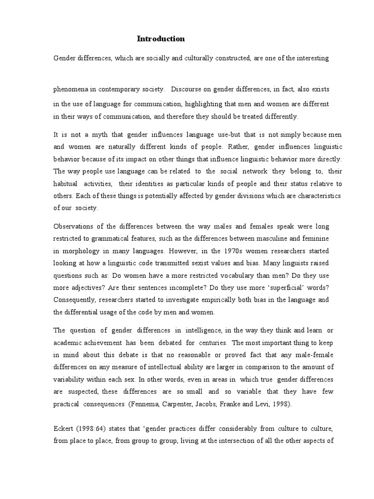 Gender Differences in Language Use | PDF | Gender | Gender Studies