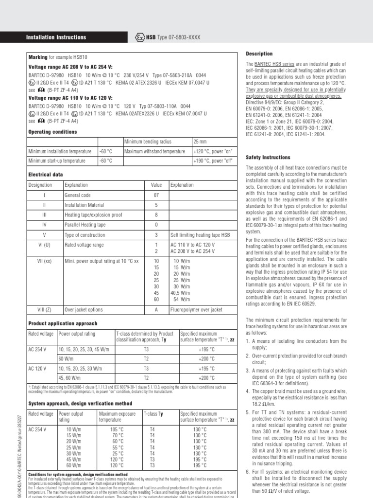 heat tracing installation requirements Alternating Current Hvac