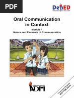 Signed Off - Oral Comm11 - q1 - m1 - Nature and Elements of Communication - v3 PDF