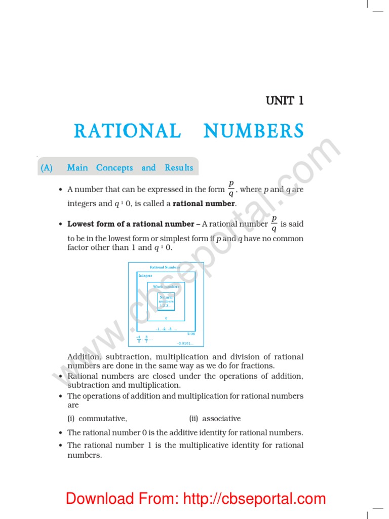 ncert exemplar problems from class 8 mathematics unit 1 rational numbers pdf numbers rational number