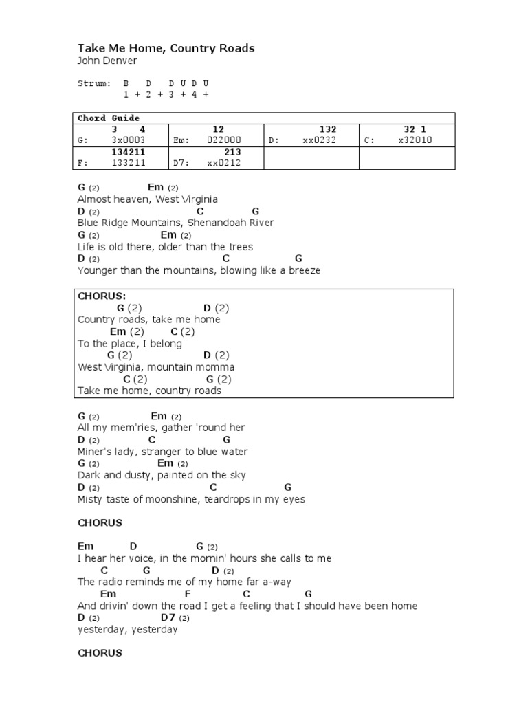 Denver, John - Take Me Home Country Roads | PDF