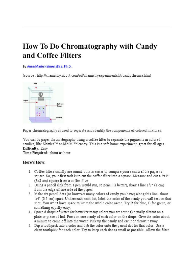 How To Do Chromatography With Candy and Coffee Filters PDF Food