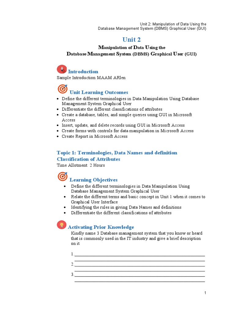 Module2 Database Management Systems | PDF | Microsoft Access | Databases