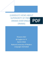 Lisideius'S Views About Superiority of French Drama Over English Drama