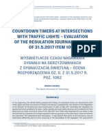Countdown Timers at Intersections With Traffic Lights - Evaluation of The Regulation Journal of Laws of 31.5.2017 Item 1062
