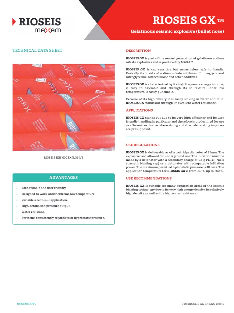 Rioseis GX Gelatinous Seismic Explosive (Bullet Nose) PDF