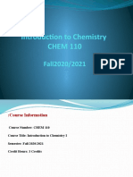 Introduction To Chemistry CHEM 110: Fall2020/2021