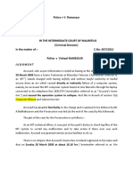 In The Intermediate Court of Mauritius (Criminal Division) in The Matter of:-C.No. 657/2012 Police V Vishaal RAMESSUR