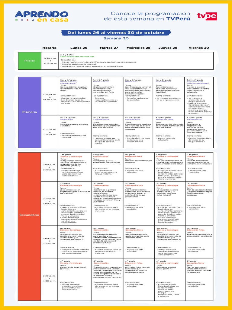 s30 Programacion PDF | PDF | Comunicación | Alimentos