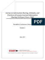 Survey On Information Sharing, Attitudes, and Practices of Lessons Learned Information Sharing (LLIS - Gov) Users, 2007