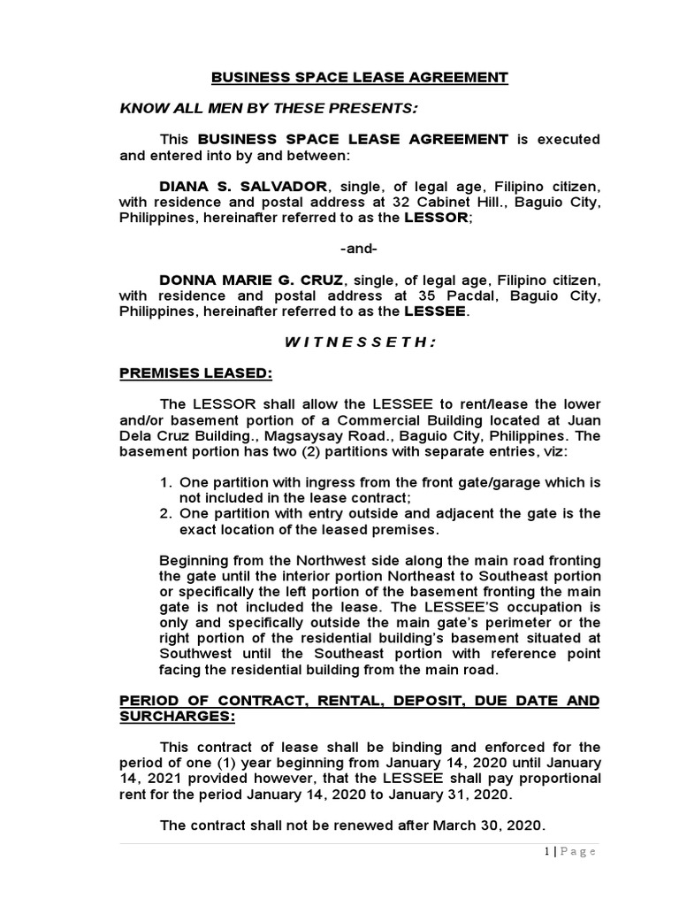 Commercial Space Lease Agreement | PDF | Lease | Law Of Obligations