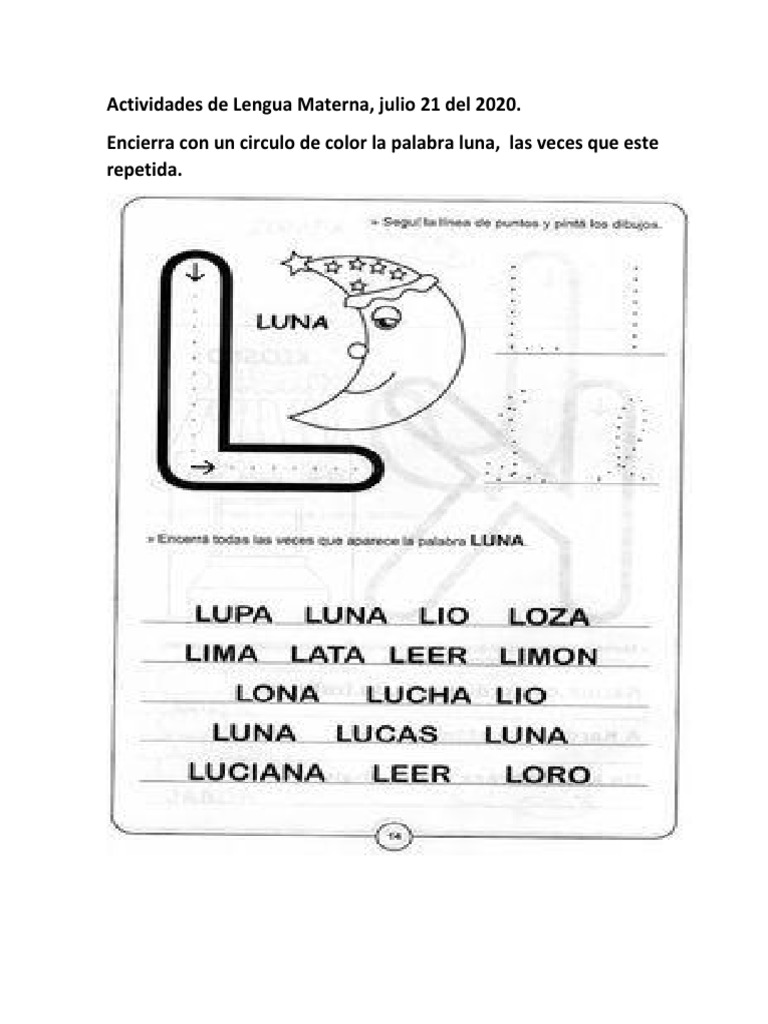 Actividades de Lengua Materna | PDF