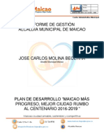 Informe de gestión de la Alcaldía de Maicao 2016-2019