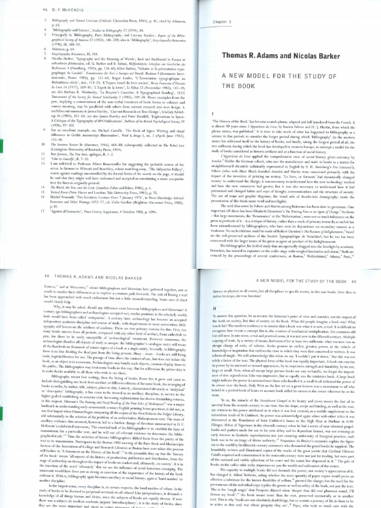 Adams & Barker. A New Model For The History of Book (The Book History