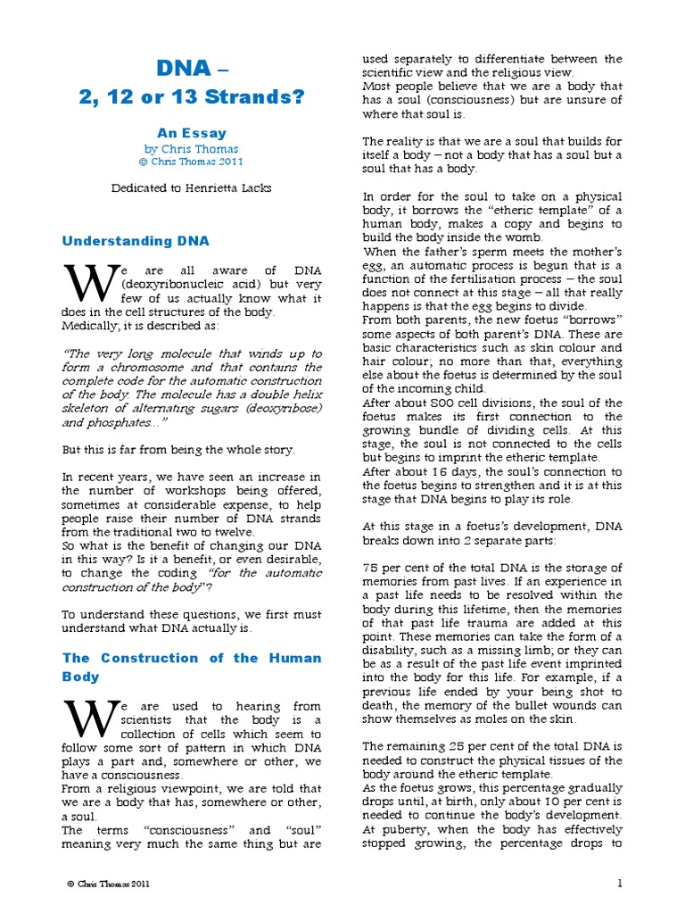 2011-10-16-DNA Chris Thomas PDF | PDF | Zecharia Sitchin | He La