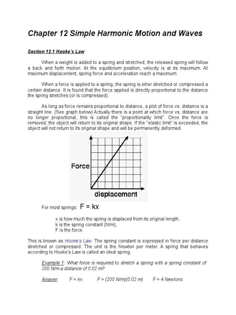 Hooke's Law and Simple Harmonic Motion | PDF | Waves | Force