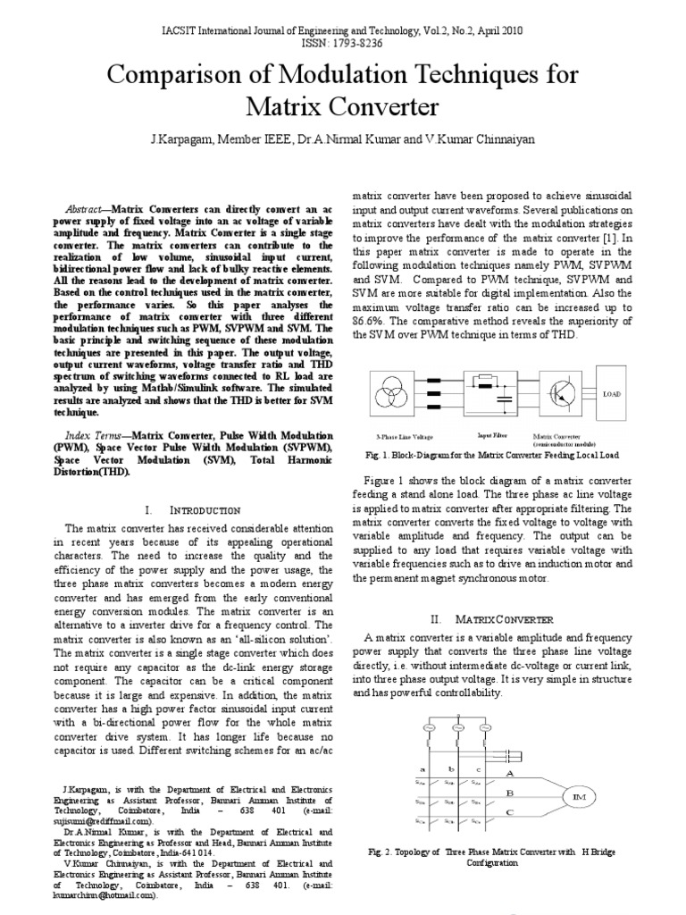 Modulation Techniques For Matrix Converters | PDF | Power Electronics ...
