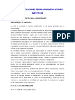 Especificaciones técnicas de instalaciones eléctricas