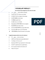 Grammar and Vocabulary Module 1: Test 1A