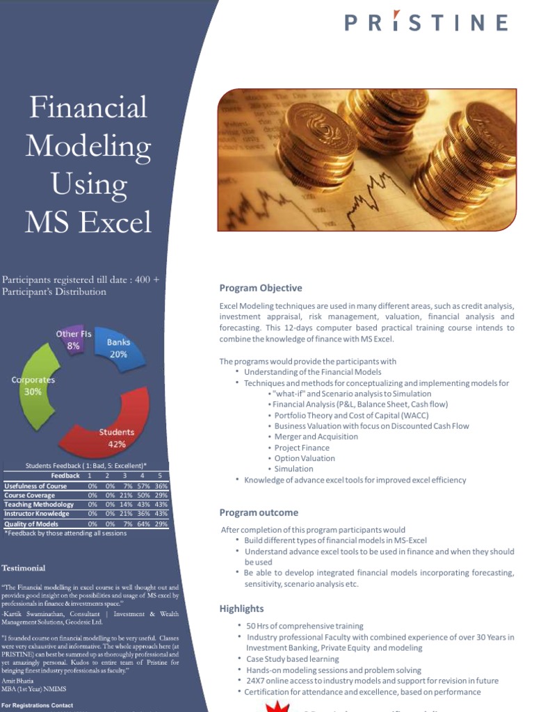 Pristine Financial Modeling Brochure Financial Modeling Microsoft Excel