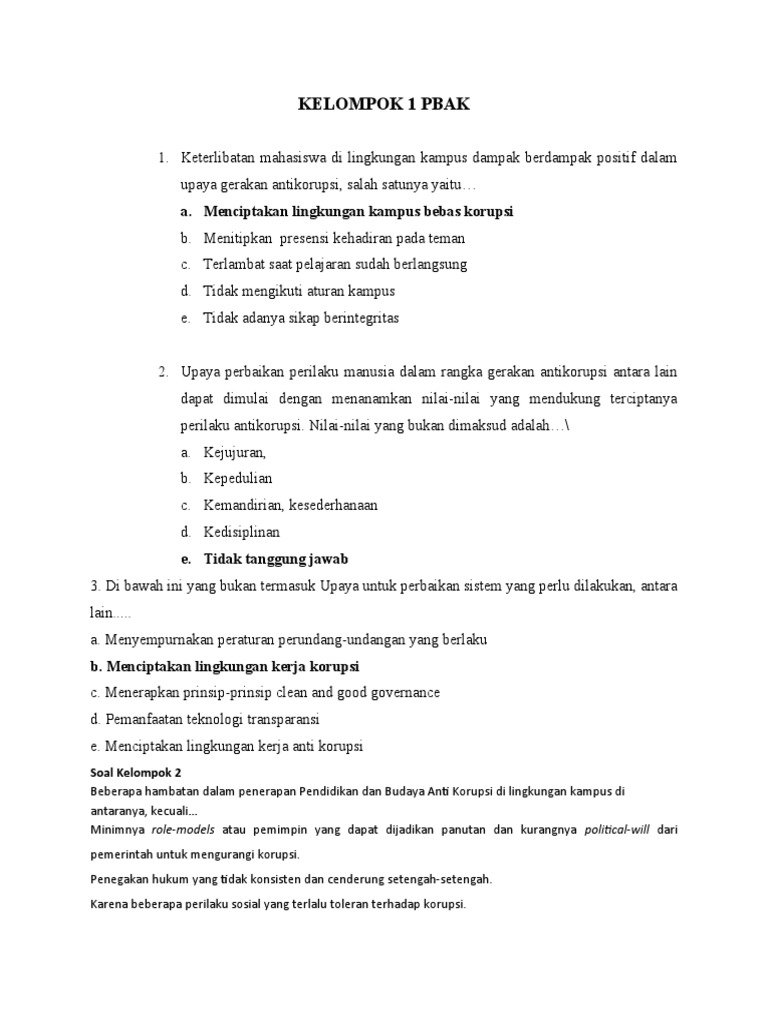Soal Pbak Kelas A | PDF | Karier & Perkembangan | Ilmu Sosial