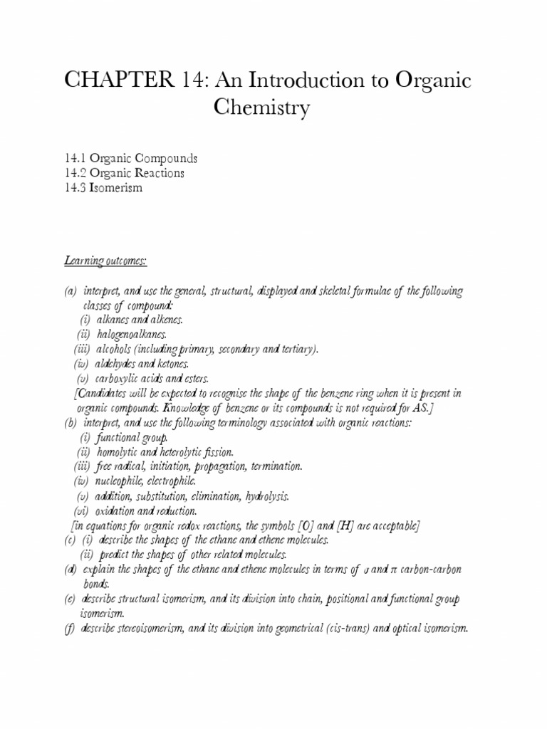 Chapter 14 - An Introduction To Organic Chemistry PDF | PDF | Isomer ...