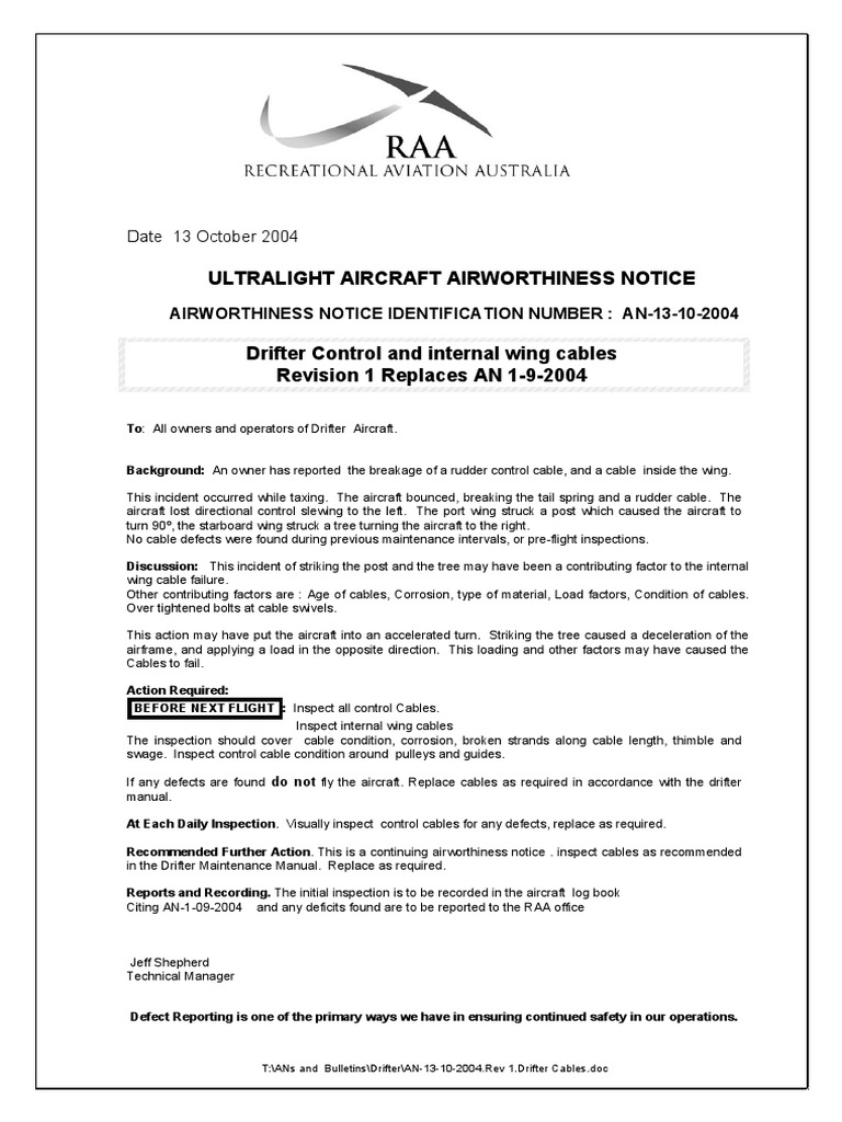 Ultralight Aircraft Airworthiness Notice: Date 13 October 2004 | PDF ...