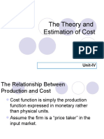 The Theory and Estimation of Cost: Unit-IV