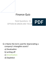 Finance Quiz: Total Questions-15 Option in Green Are The Answers