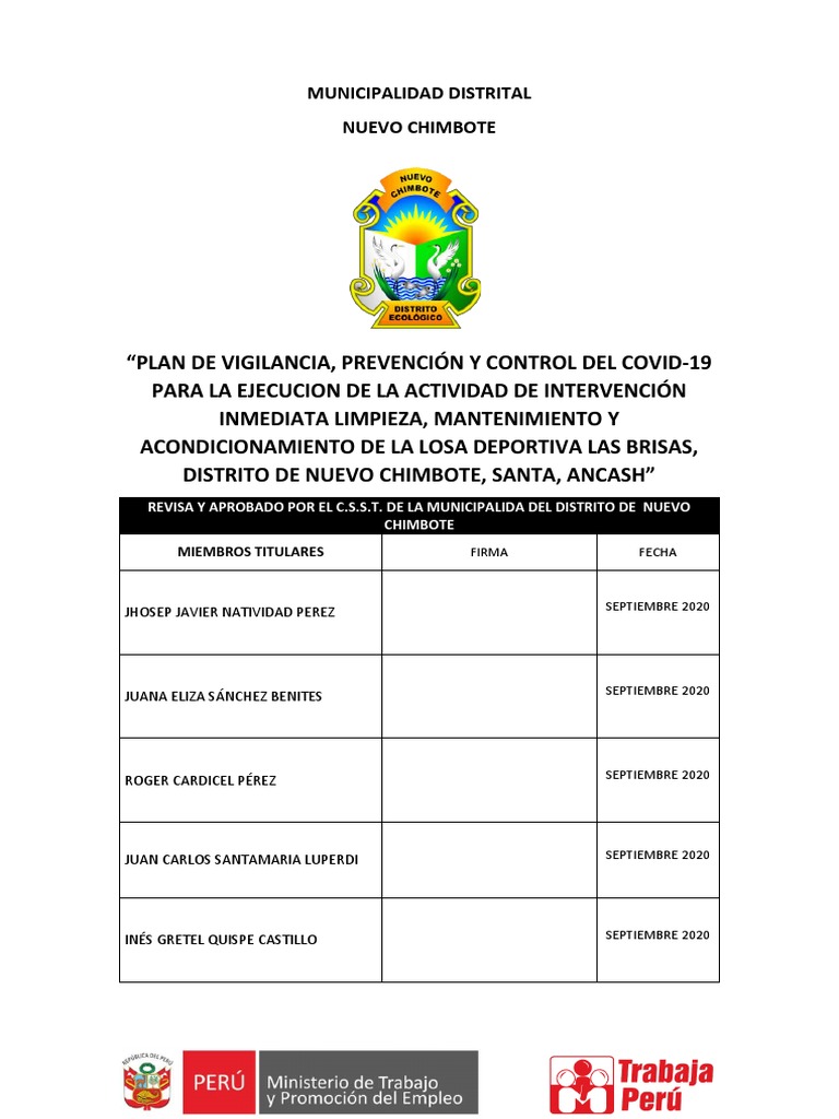 Plan para La Vigilancia, Prevencion y Control Covid 19 en El Trabajo ...