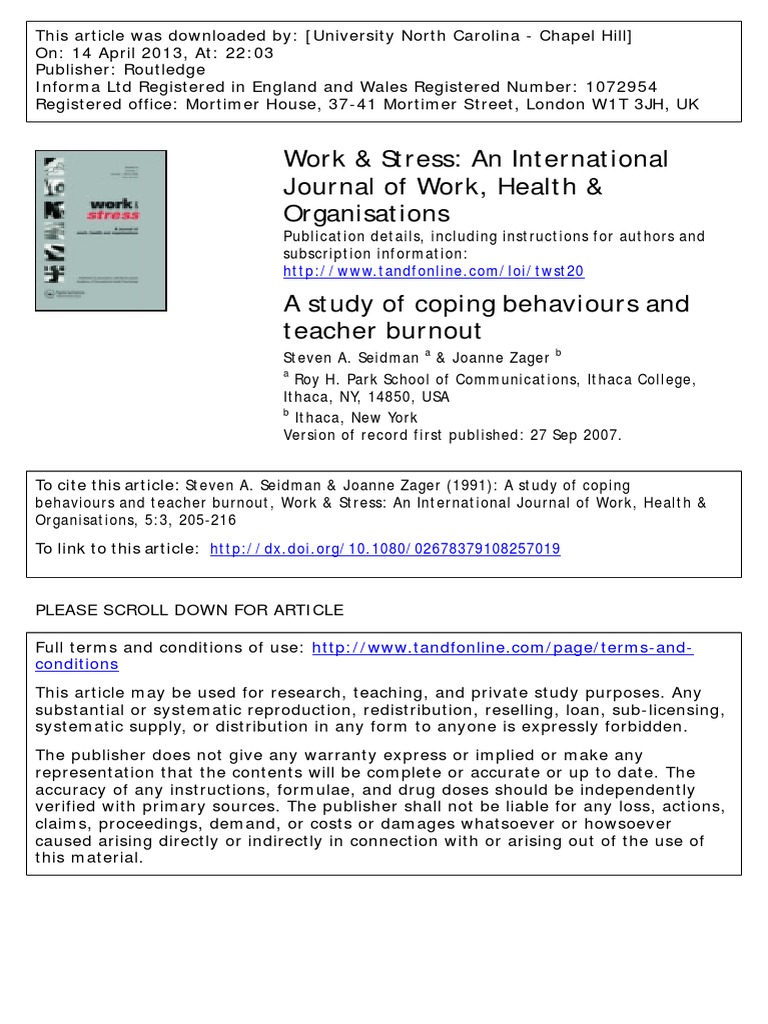 Teacher Burnout and Coping Strategies | PDF | Occupational Burnout ...