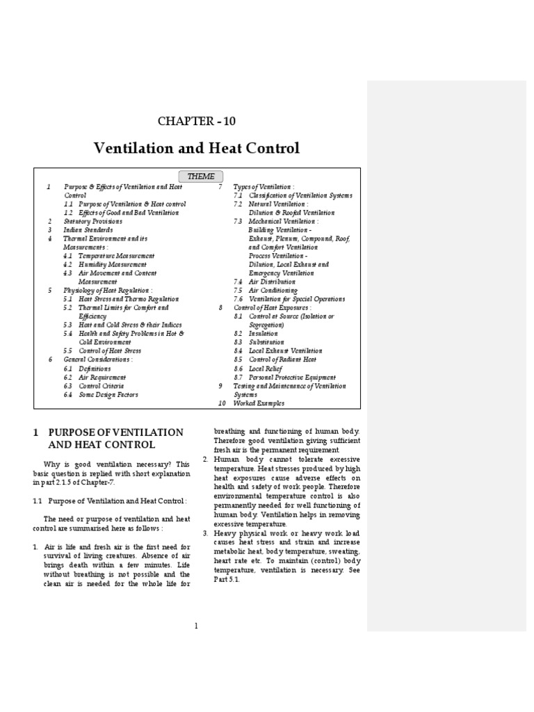 Chapter - 10 Ventilation and Heat Control | PDF | Ventilation