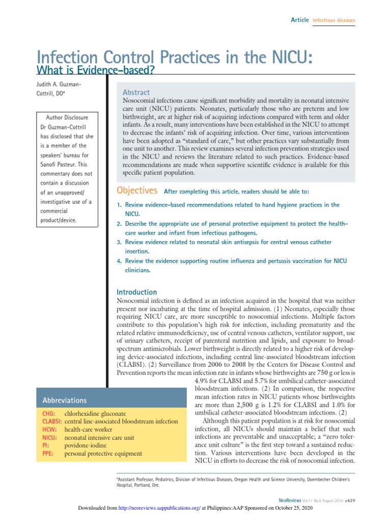 Infection Control in NICU | Download Free PDF | Infection Control ...