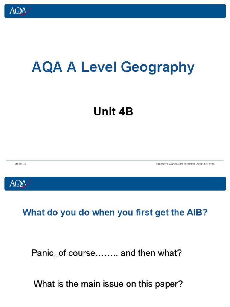 AQA A Level Geography Unit 4B PDF Cognition