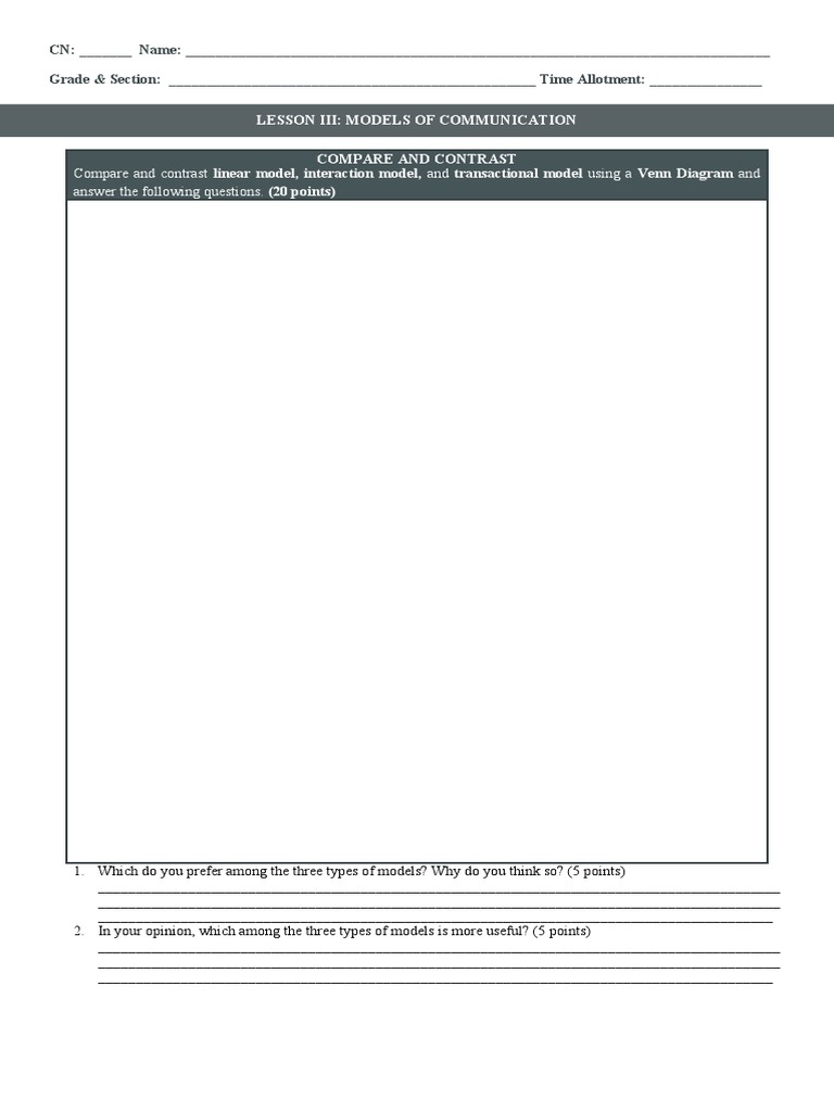 Compare and Contrast Linear Model, Interaction Model, and Transactional ...