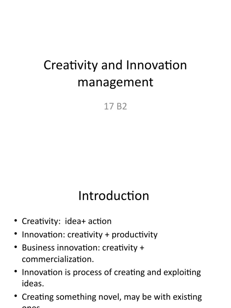 Creativity and Innovation Management | PDF | Innovation | Market ...