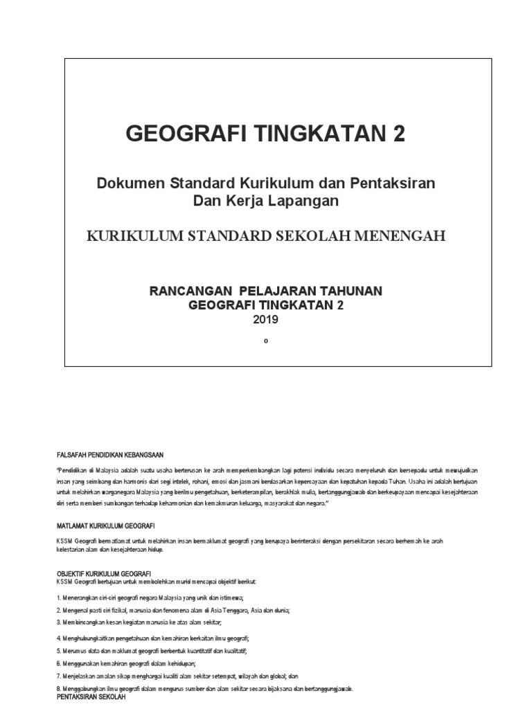 Rpt Geografi Ting 2 2019 Pdf