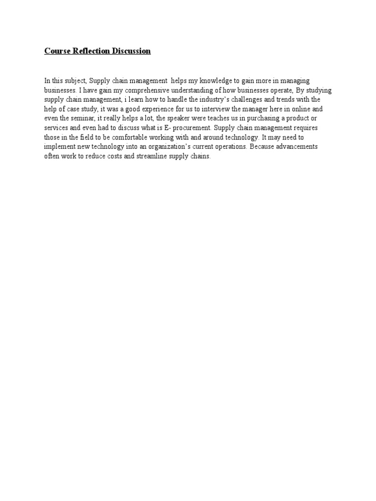 Course Reflection Discussion | PDF