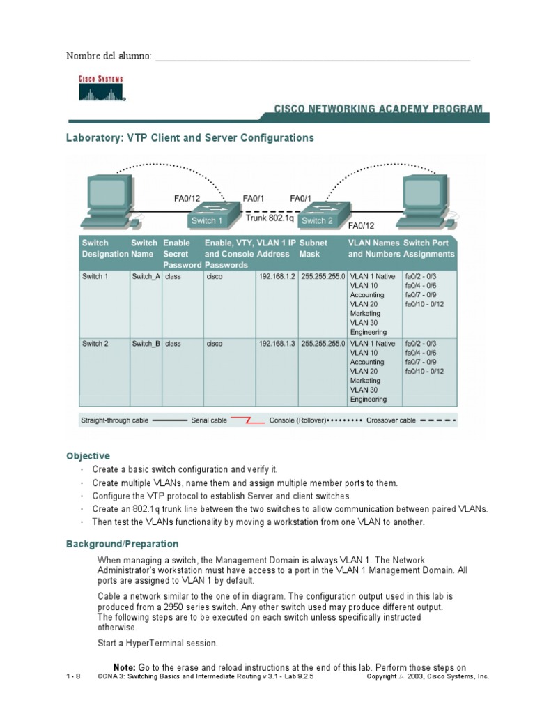 Lab - 6 - VTP Client and Server Configurations | PDF | Internet ...