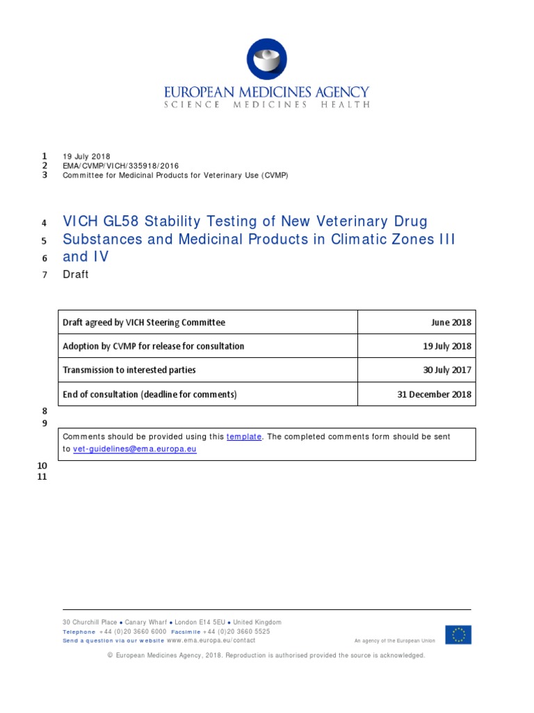 Draft Vich gl58 Stability Testing New Veterinary Drug Substances